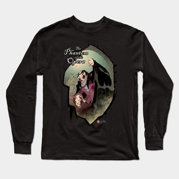 The Phantom of the Opera w/ Title Long Sleeve T-Shirt by Andrew Harmon